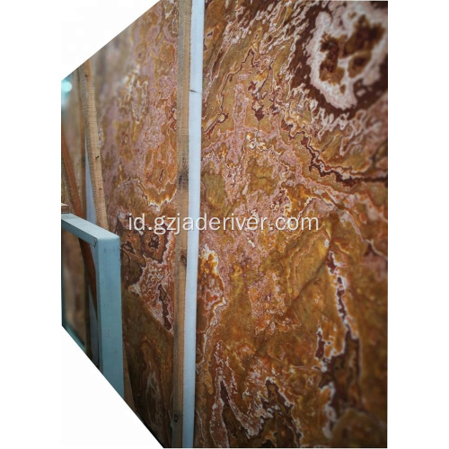 Slab Marmer Coklat Batu Onyx Alam Berwarna-warni